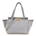 Vitello Small Rockstud Tote Grey