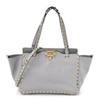 Vitello Small Rockstud Tote Grey