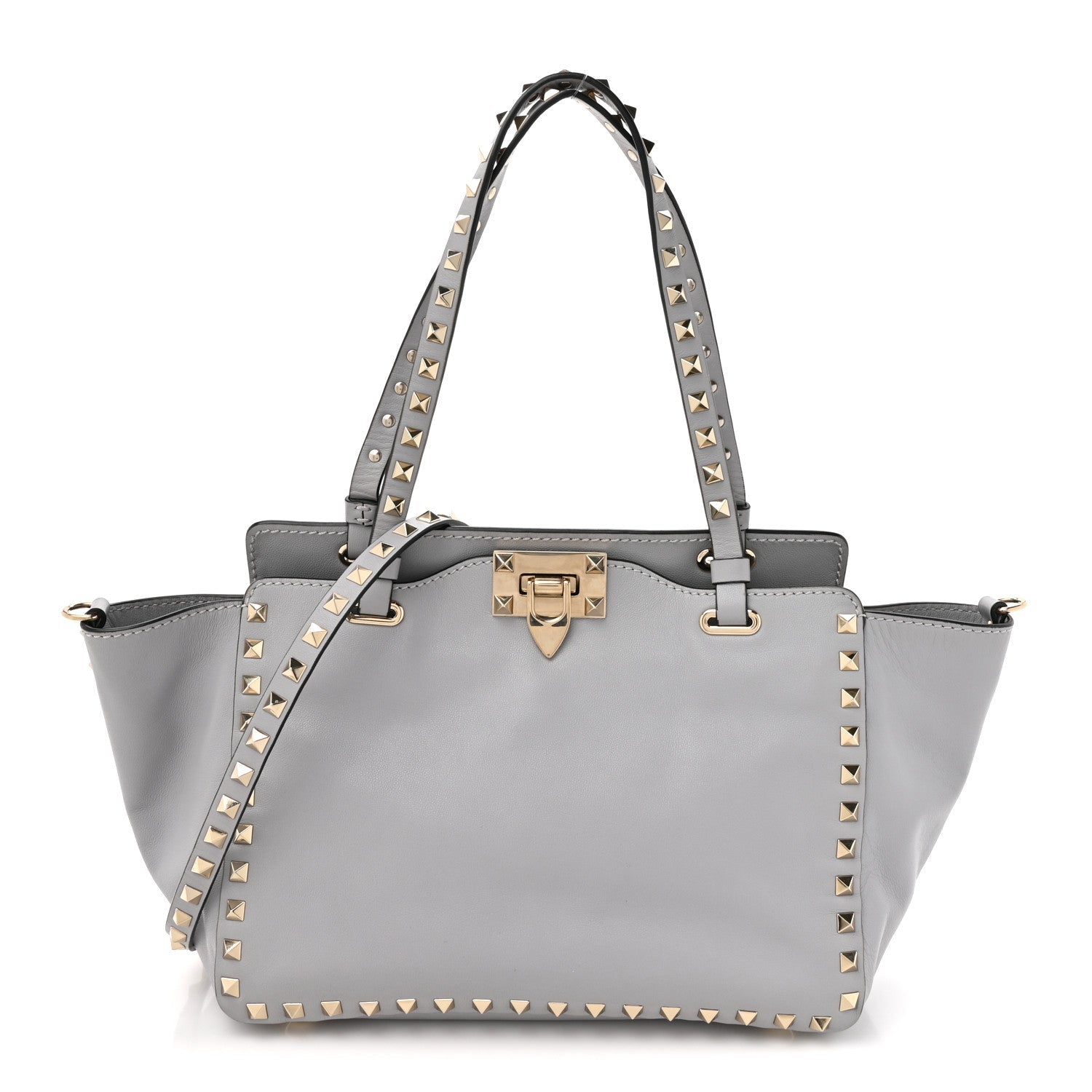 Vitello Small Rockstud Tote Grey