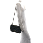 Caviar Quilted Jumbo Double Flap Black