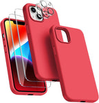 Entronix Bundle Compatible with iPhone 14 Plus - Liquid Silicone Case, 2 Clear Screen Protector & 2 Camera Lens Protectors