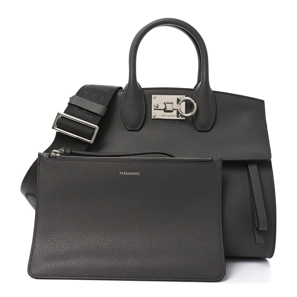 Calfskin Medium Studio Soft Bag Grey