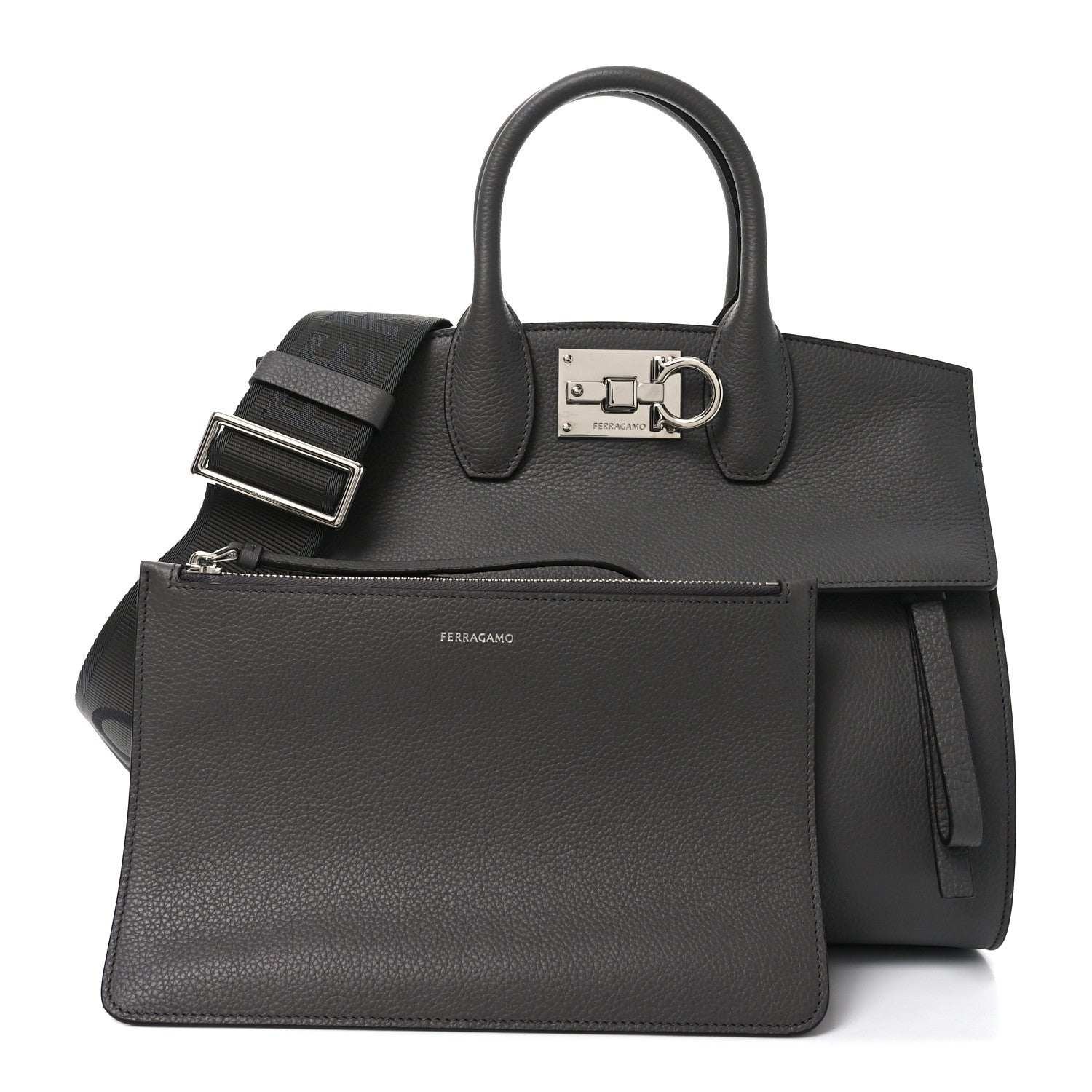 Calfskin Medium Studio Soft Bag Grey