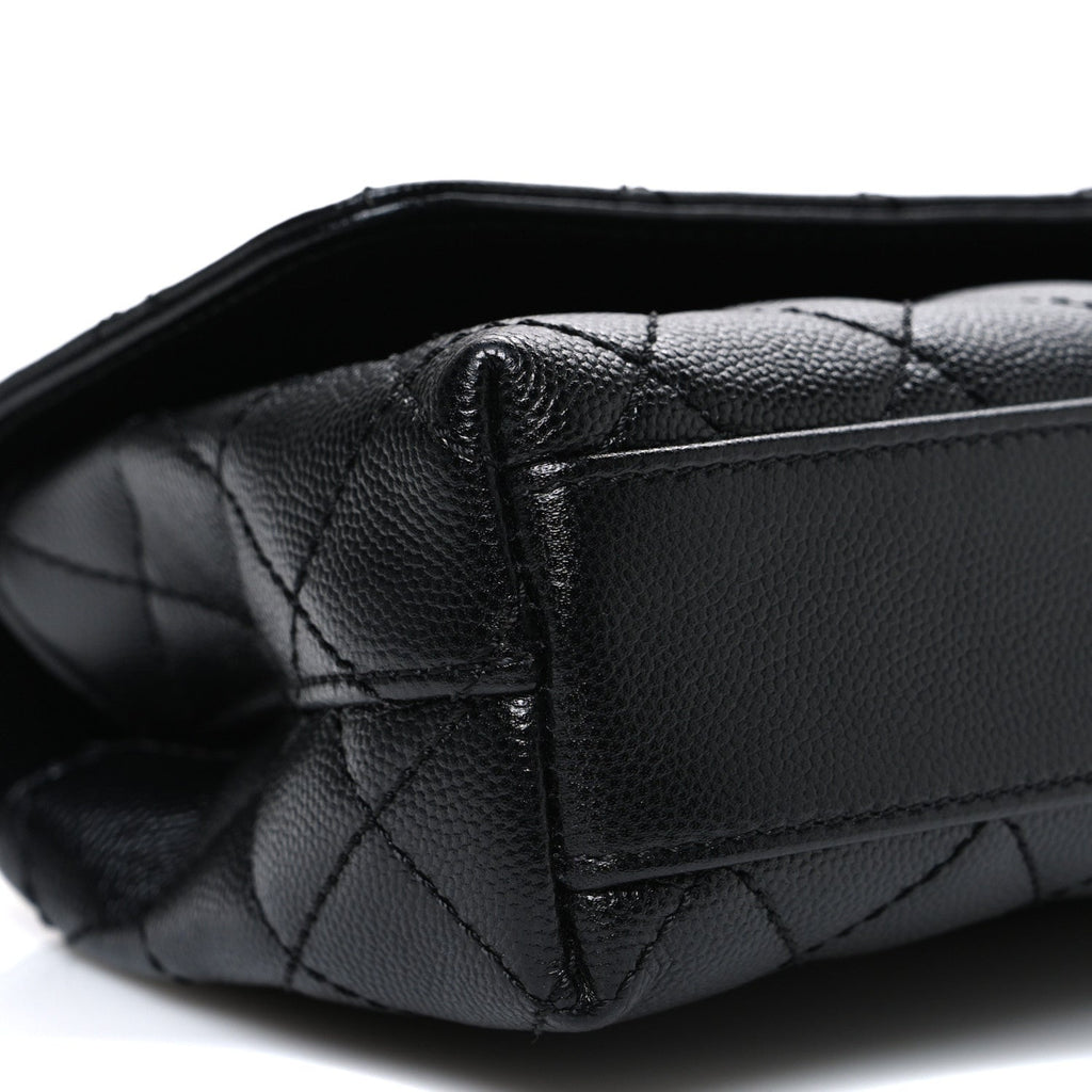 Caviar Quilted Maxi East West Coco Handle Flap Black