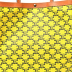 Triomphe Canvas Calfskin Medium Flat Shopper Tote Yellow Navy