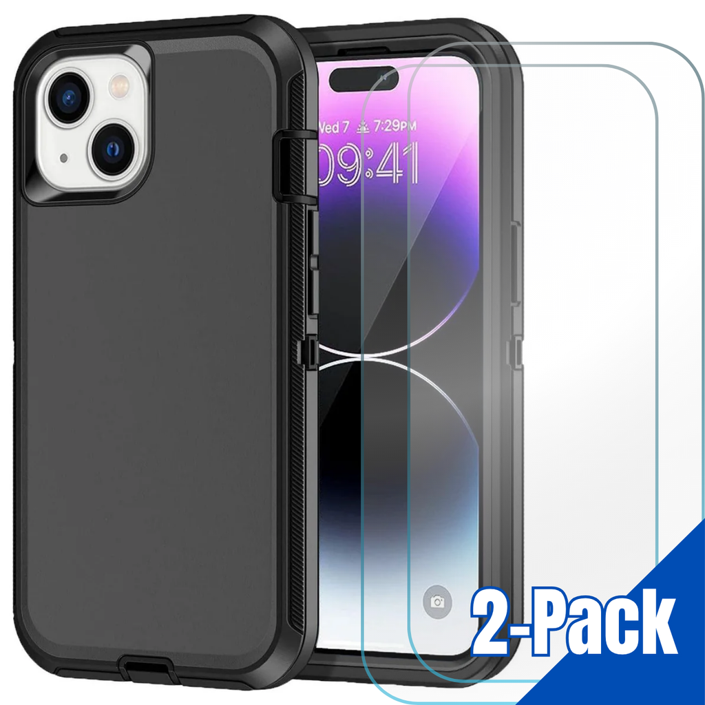 Entronix Bundle Compatible with iPhone 13 Mini - Heavy Duty Case & 2 Clear Screen Protectors