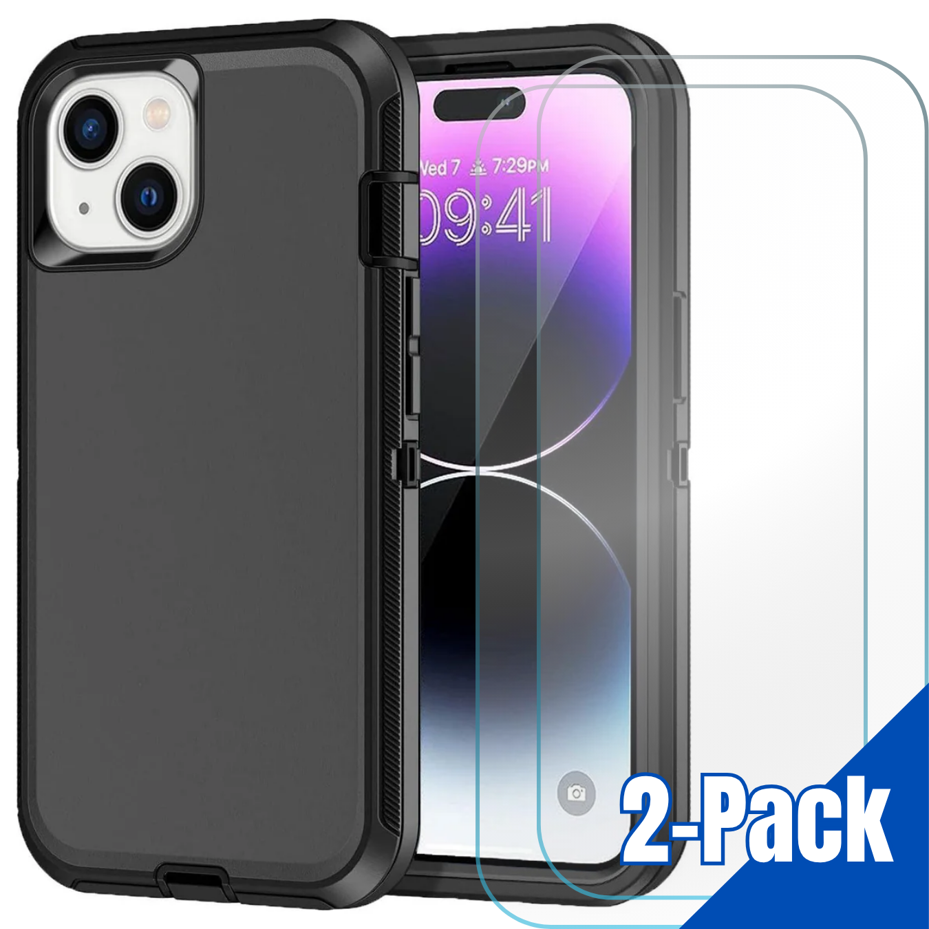 Entronix Bundle Compatible with iPhone 13 Mini - Heavy Duty Case & 2 Clear Screen Protectors