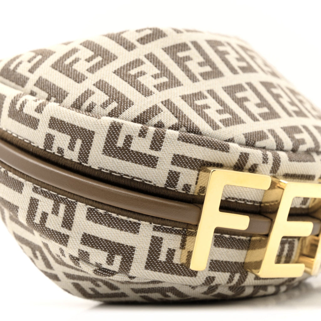 Fabric Jacquard FF 1974 Nano Fendigraphy Hobo Charm Beige