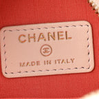 Lambskin Quilted Chanel 19 Round Clutch With Chain White