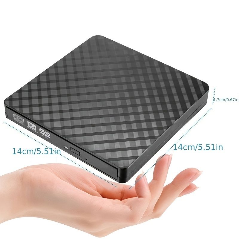 External CD DVD +/-RW Drive USB 3.0 Type-C; Ultra Slim Portable Aluminum DVD CD ROM Optical Drive Burner Reader Writer For MacBook Pro/ Air; IMac; Windows 11/10/8/7 Laptop PC