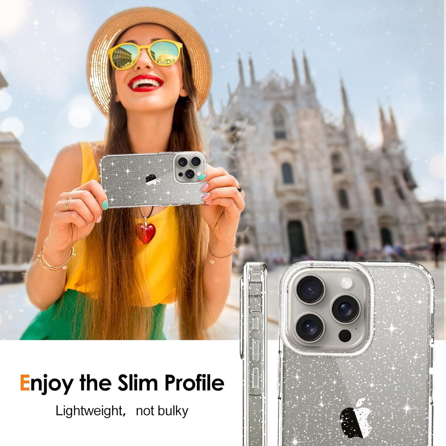Entronix Case Compatible with iPhone 14 Pro Max - [Hard Back] Glitter Clear