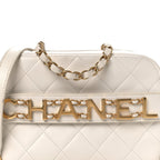 Calfskin Quilted Enchained Camera Case Bag White