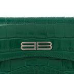Shiny Super Supple Calfskin Crocodile Embossed Small XX Flap Stretch Bag Jade