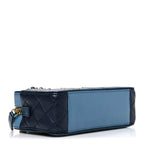 Lambskin Quilted Small In & Out Camera Case Navy Light Blue
