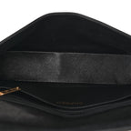 Lambskin Quilted Crystal Chocolate Bar Charm Flap Black