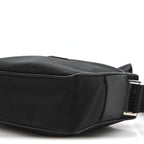Re-Nylon Vela Saffiano Pocket Double Zip Shoulder Bag Black
