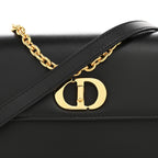 Box Calfskin 30 Montaigne Avenue East West Mini Bag Black
