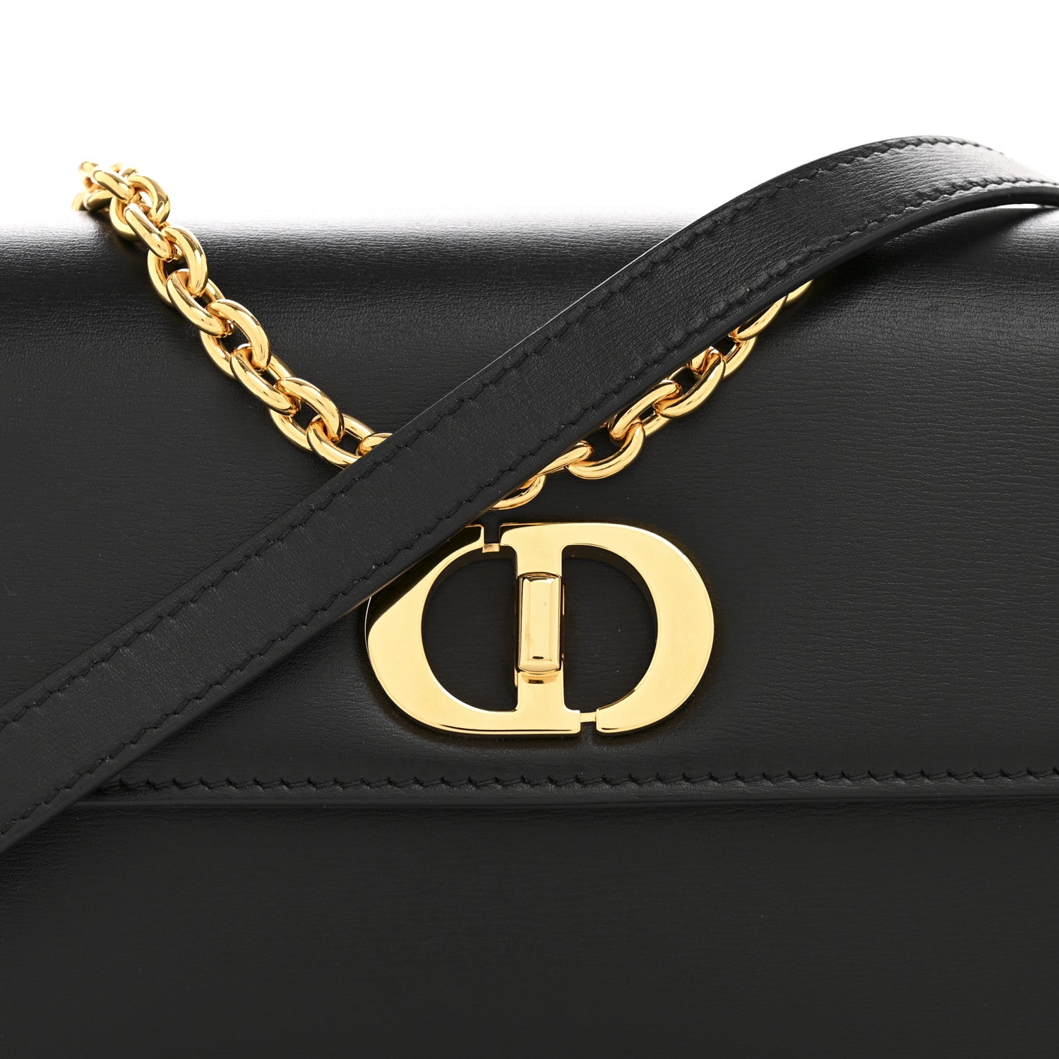 Box Calfskin 30 Montaigne Avenue East West Mini Bag Black