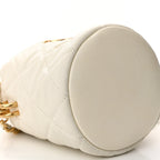 Caviar Quilted Coco First Bucket Clutch With Chain White