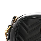 Calfskin Matelasse Mini GG Marmont Chain Shoulder Bag Black