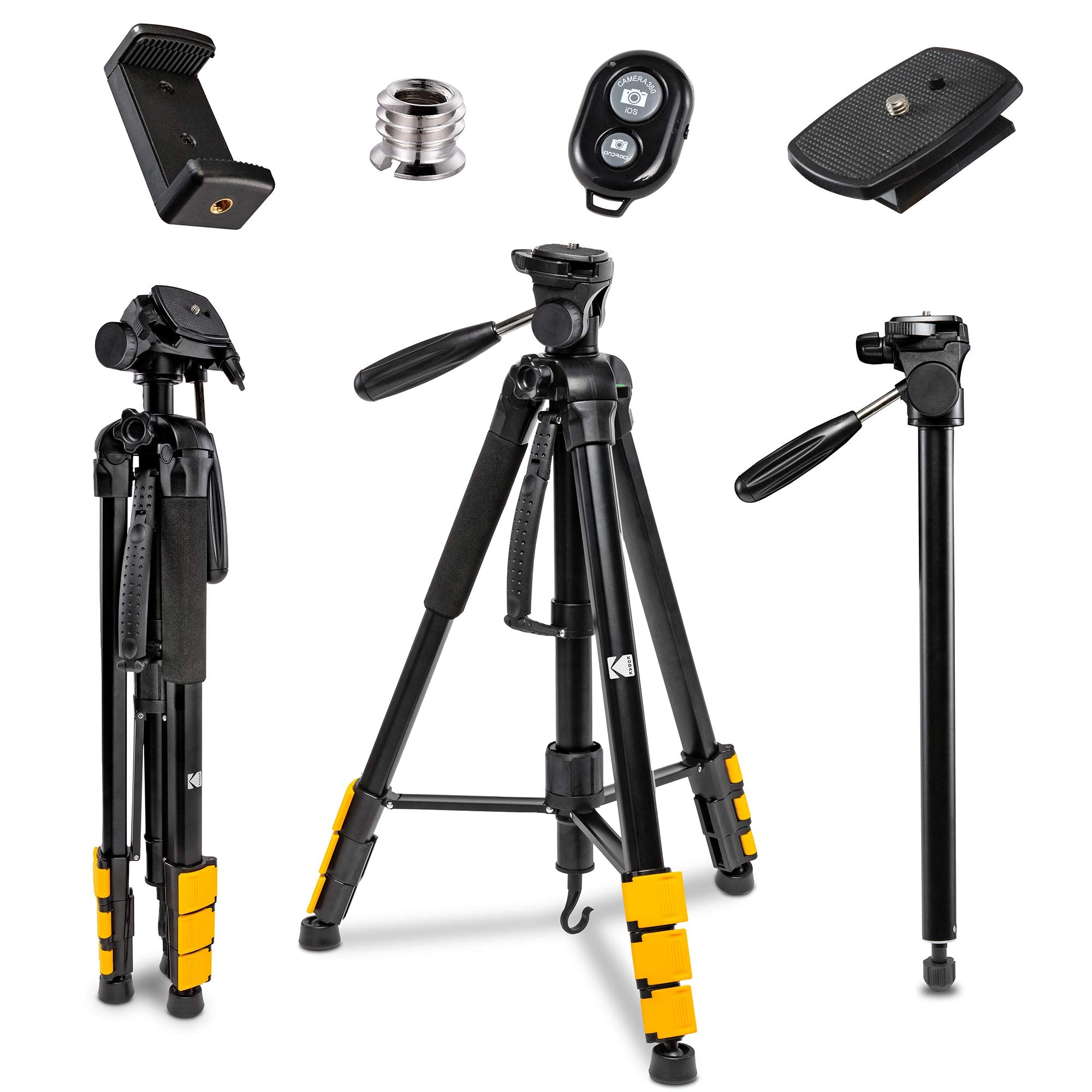 Kodak PhotoGear 2-in-1 Camera Tripod & Monopod with 70” 4-Section Flip-Lock Tripod & Remote
