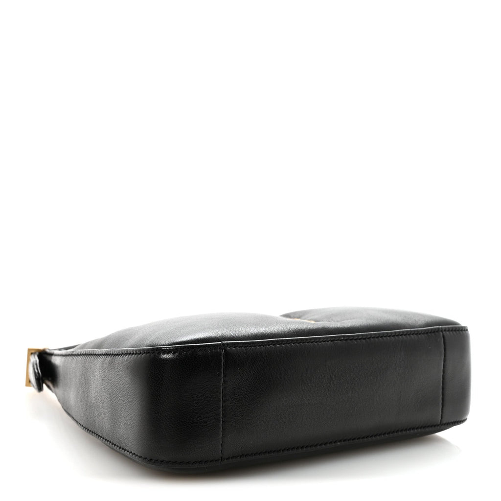 Plunged Lambskin Calypso Mini Hobo Black