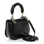 Boarded Dyana Lux Calfskin Web Monochrome Mini Bamboo 1947 Top Handle Bag Black