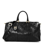 Calfskin Stitched Duffle Travel Bag Black