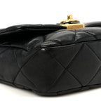 Lambskin Resin Quilted Mini Heart Square Flap Black
