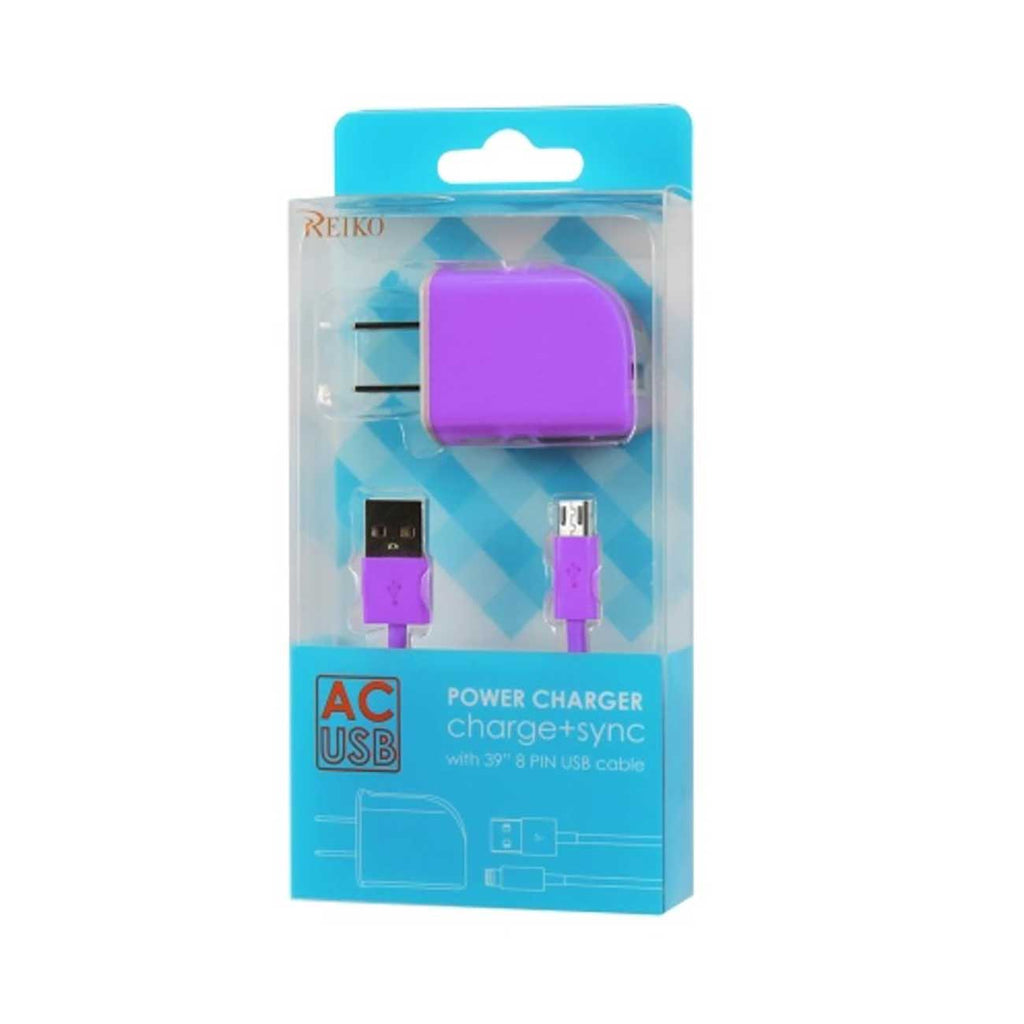Reiko Micro Usb 1 Amp Portable Micro Travel Adapter Charger With Cable In Purple
