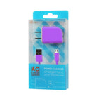 Reiko Micro Usb 1 Amp Portable Micro Travel Adapter Charger With Cable In Purple