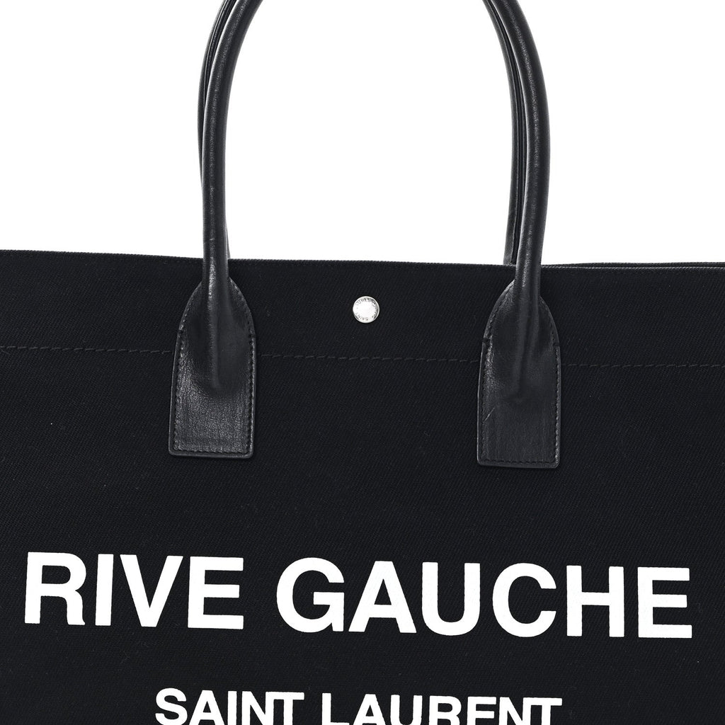 Linen Calfskin Rive Gauche Tote Black