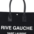 Linen Calfskin Rive Gauche Tote Black