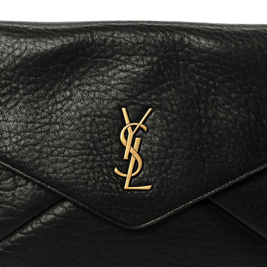 Grained Lambskin Cassandre Envelope Pouch Black