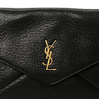 Grained Lambskin Cassandre Envelope Pouch Black