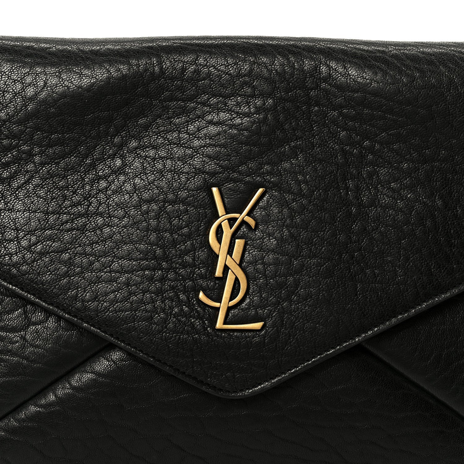 Grained Lambskin Cassandre Envelope Pouch Black