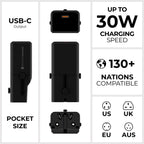 Pocket Travel Charger - US/EU/UK/AU plugs