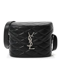 Lambskin Quilted Monogram June Box Bag  Black
