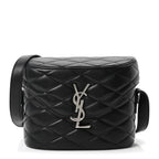 Lambskin Quilted Monogram June Box Bag  Black