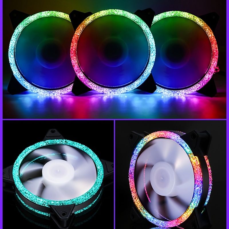 Computer Case Fan LED Case Fan 12CM/0.39ft Cool LED Computer Case Fan; 3pin+4pin; Desktop PC Main Case Cooling Fan