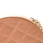 Glazed Calfskin Round As Earth Evening Bag Beige
