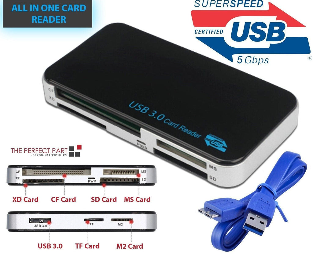 USB 3.0 Memory Card Reader Adapter 5GBPS Fit For CF/TF/SD/Micro SD/XD/M2/MS Card