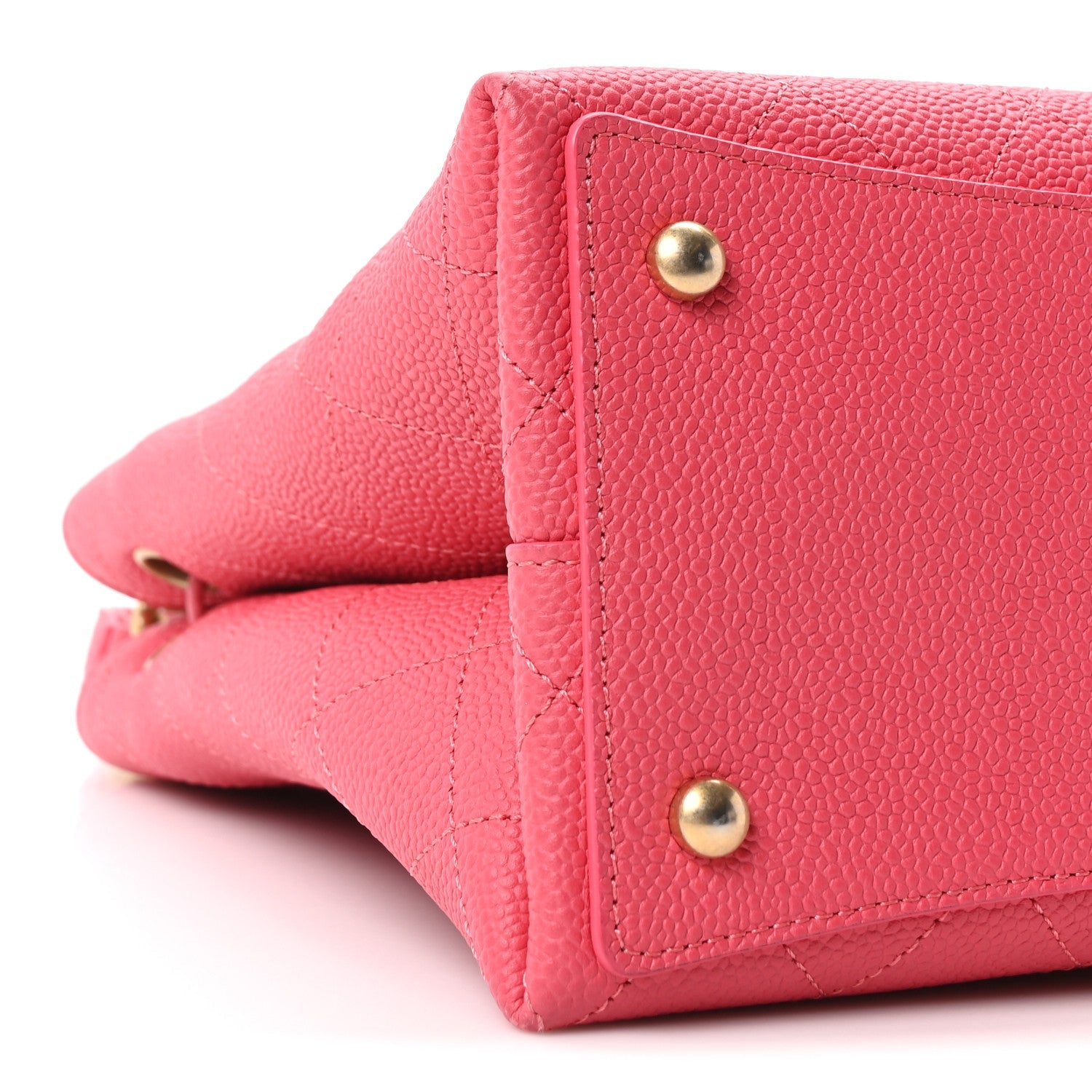 Caviar Quilted Fashion Therapy Bucket Drawstring Bag Dark Pink