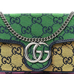 Monogram Multicolor Matelasse Diagonal Super Mini GG Marmont Shoulder Bag Green Blue Yellow Light Blue Pink
