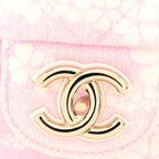 Printed Denim Quilted Medium Single Flap Bag Pink White