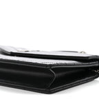 Grain De Poudre Matelasse Chevron Monogram Envelope Chain Wallet Black