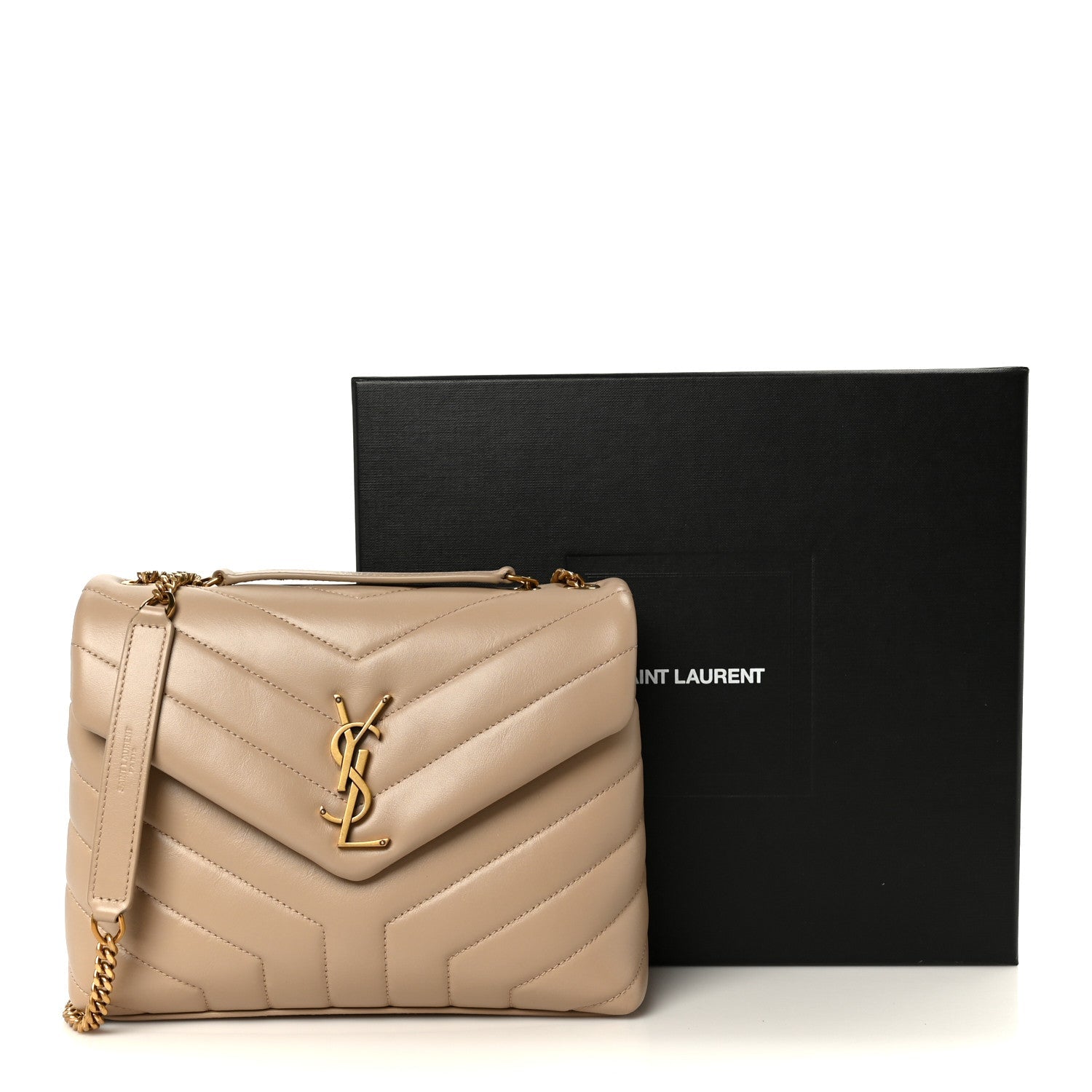Calfskin Y Quilted Monogram Small Loulou Chain Satchel Dark Beige