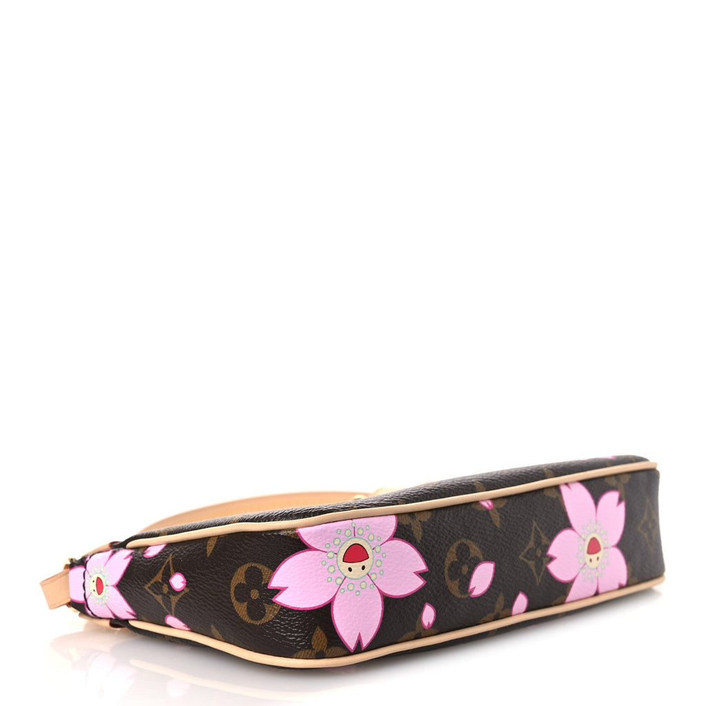 LV X TM Monogram Cherry Blossom Pochette Accessories Sakura Brown