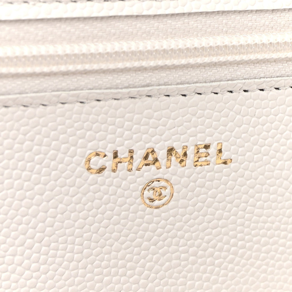 Caviar Quilted Enamel Coco Casino Wallet On Chain WOC White