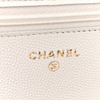 Caviar Quilted Enamel Coco Casino Wallet On Chain WOC White